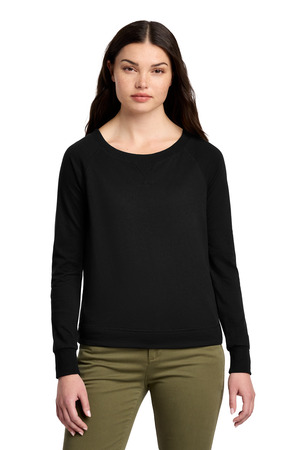 District DT672 Women's Featherweight French Terry Long Sleeve Crewneck, Black