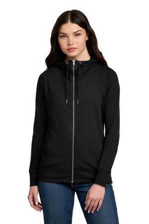 District DT673 Women's Featherweight French Terry Full-Zip Hoodie, Black