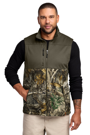 Russell Outdoors RU604 Realtree Atlas Colorblock Soft Shell Vest, Cargo Brown/ Realtree Edge
