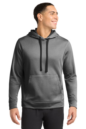 Sport-Tek ST264 PosiCharge Sport-Wick Heather Fleece Hooded Pullover, Black Heather