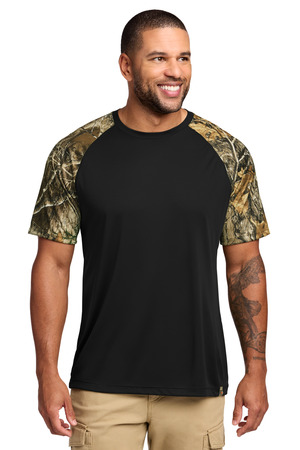 Russell Outdoors RU151 Realtree Colorblock Performance Tee, Black/ Realtree Edge