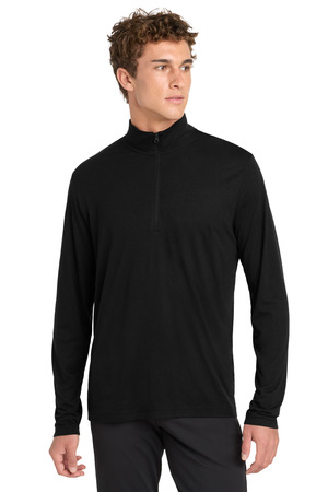 Sport-Tek ST407 PosiCharge Tri-Blend Wicking 1/4-Zip Pullover, Black Triad Solid