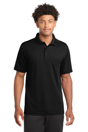 Sport-Tek ST640P PosiCharge RacerMesh Pocket Polo, Black