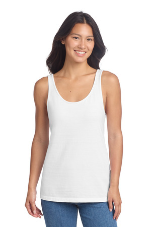 Port & Co LPC099TT Women's Beach Wash Garment-Dyed Tank, White