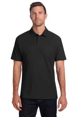 Port Authority K868 C-FREE Cotton Blend Pique Pocket Polo, Black