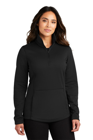 Port Authority L804 Women's Smooth Fleece 1/4-Zip, Deep Black
