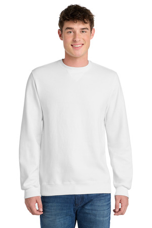 Port & Co PC098 Beach Wash Garment-Dyed Crewneck Sweatshirt, White