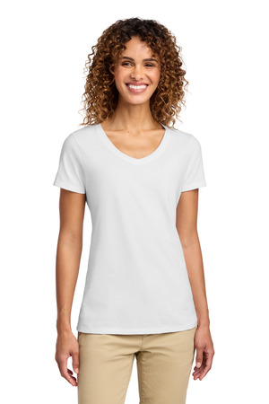 Port & Co LPC450V Women's Fan Favorite V-Neck Tee, White