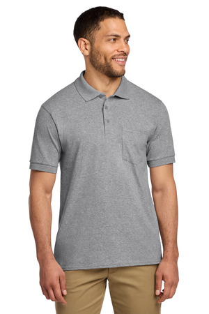Port & Co KP55P Core Blend Jersey Knit Pocket Polo, Athletic Heather