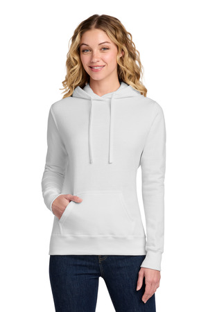 Port & Co LPC78H Women's Core Fleece Pullover Hooded Sweatshirt, White