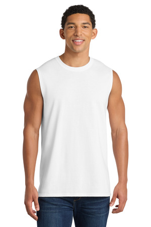 Port & Co PC54SL Core Cotton Sleeveless Tee, White