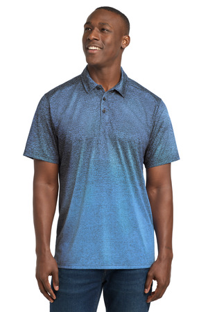 Sport-Tek ST671 Ombre Heather Polo, Carolina Blue/ True Navy