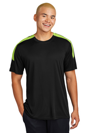 Sport-Tek ST100 Competitor United Crew, Black/ Lime Shock
