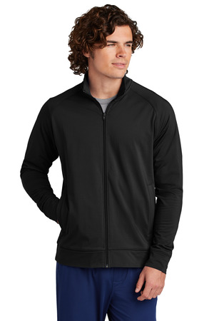 Sport-Tek ST857 Sport-Wick Stretch Full-Zip Cadet Jacket, Black