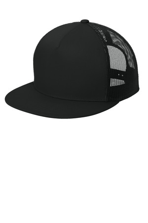 Sport-Tek STC38 YP Classics 5-Panel Classic Trucker Mesh Back Cap, Black/ Black