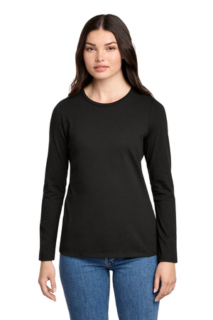 District DT110 Women's Perfect Blend CVC Long Sleeve Tee, Black