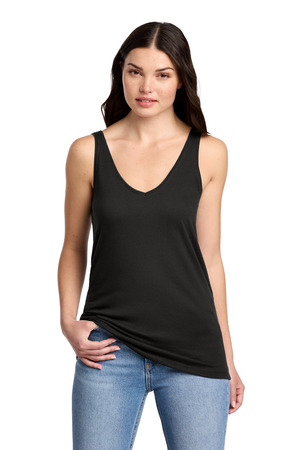 District DT154 Women's Perfect Blend CVC V-Neck Tank, Black
