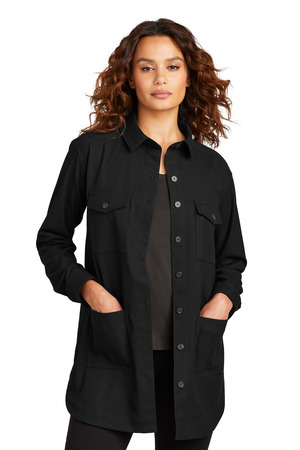 Mercer+Mettle MM2021 Women's Long Sleeve Twill Overshirt, Deep Black