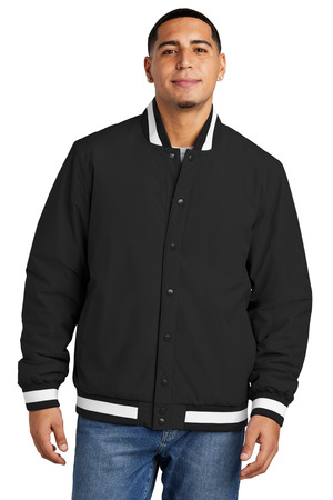 Sport-Tek JST58 Insulated Varsity Jacket, Black