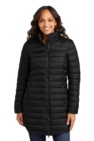 Port Authority L365 Women's Horizon Puffy Long Jacket, Deep Black