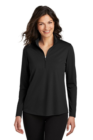 Port Authority LK112 Women's Dry Zone UV Micro-Mesh 1/4-Zip, Deep Black