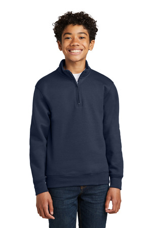 Port & Co PC78YQ Youth Core Fleece 1/4-Zip Pullover Sweatshirt, Navy
