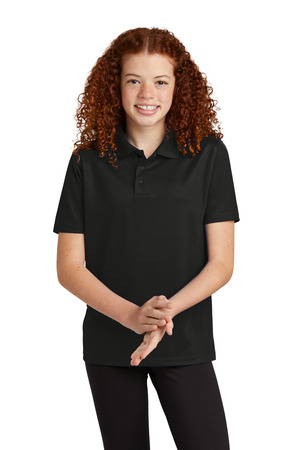 Sport-Tek YST740 Youth UV Micropique Polo, Black