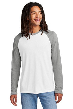 AllMade AL6009 Unisex Tri-Blend Long Sleeve Colorblock Raglan, Aluminum Grey/ Bright White