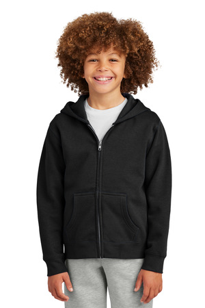 District DT6102Y Youth V.I.T. Fleece Full-Zip Hoodie, Black