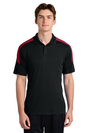 Sport-Tek ST104 Competitor United Polo, Black/ Deep Red