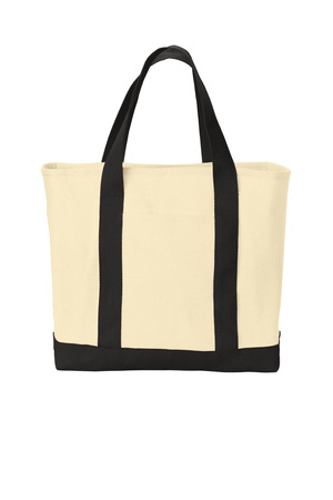 Port Authority B400 Ideal Twill Two-Tone Shopping Tote, Natural/ Black