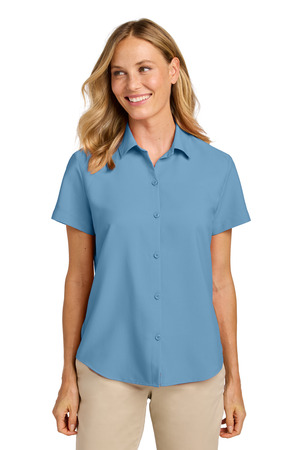 Port Authority LW963 Women's Short Sleeve UV Dockside Shirt, Carolina Blue