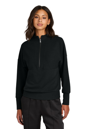 Mercer+Mettle MM3041 Women's Linear Texture 1/4-Zip, Deep Black