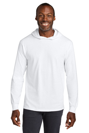 Jerzees 363LH Classics Unisex Cotton Long Sleeve Hooded T-Shirt, White