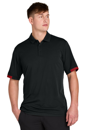 Sport-Tek ST444 Club Colorblock Polo, Black/ Deep Red