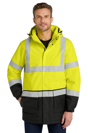 Port Authority J799S ANSI 107 Class 3 Safety Heavyweight Parka, Safety Yellow/ Black/ Reflective