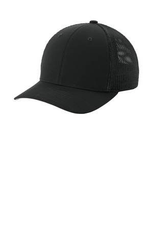 Sport-Tek STC60 Stretch-Tek Mesh Back Cap, Black/ Black