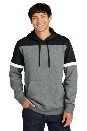 Sport-Tek STF205 Drive Fleece Colorblock Hoodie, Black/ Vintage Heather