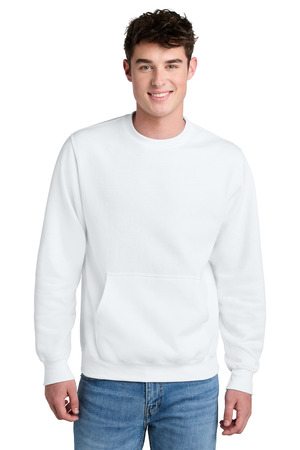 Port & Co PC78PKT Core Fleece Crewneck Pocket Sweatshirt, White