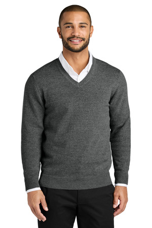 Port Authority SW2850 Easy Care V-Neck Sweater, Charcoal Heather