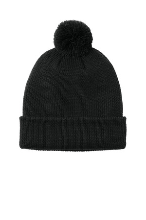 Port Authority C978 Cozy Pom Beanie, Deep Black