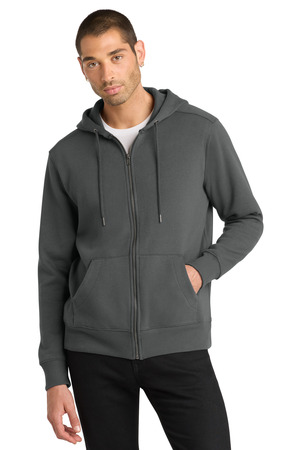 District DT1103 Perfect Weight Fleece Full-Zip Hoodie, Charcoal