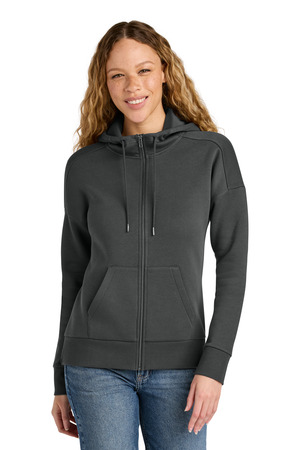 District DT1104 Women's Perfect Weight Fleece Drop Shoulder Full-Zip Hoodie, Charcoal