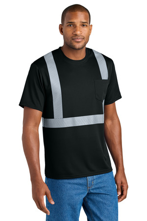 CornerStone CS206 Enhanced Visibility Segmented Tape Tee, Black