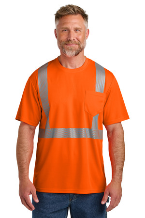 CornerStone CS204 ANSI 107 Class 2 Segmented Tape Tee, Safety Orange