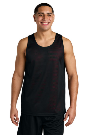 Sport-Tek ST5000 PosiCharge Reversible Mesh Tank, Black/ Deep Red