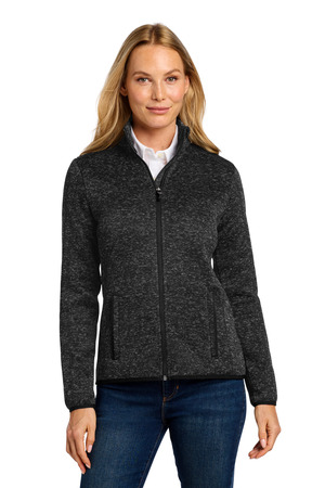 Port Authority L232 Women's Sweater Fleece Jacket, Black Heather
