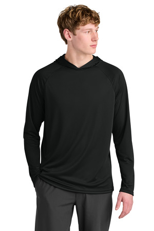 A4 A4N3409 Cooling Performance Long Sleeve Hooded Tee, Black