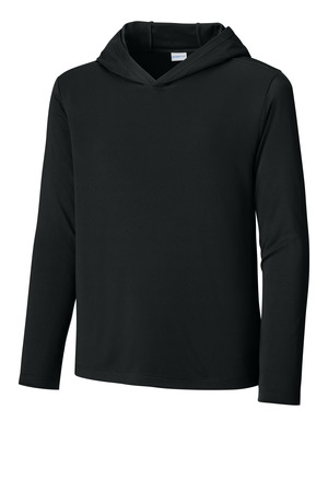 Sport-Tek YST420LSH Youth Posi-UV Pro Long Sleeve Hoodie, Black