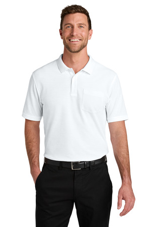 Port Authority K200P Wearever Signature Pique Pocket Polo, White